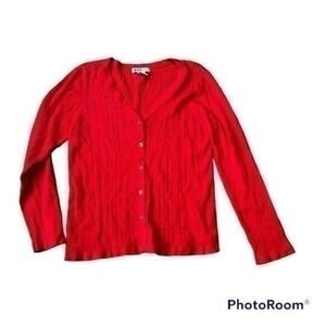 Vintage red knit cardigan button down sweater